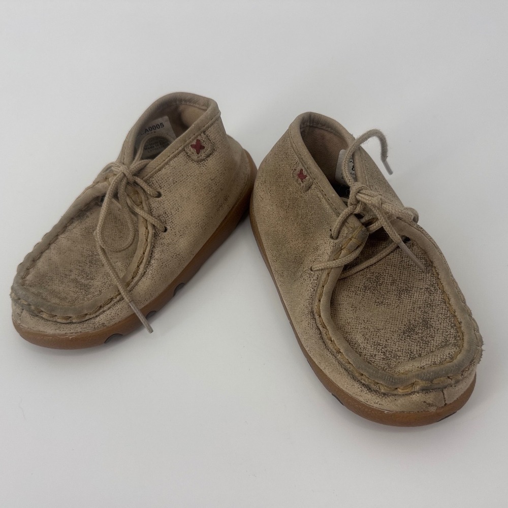 Twisted X Driving Moc Kids Chukka Size 8M Tan Leather Lace Up Shoes YDM0005